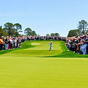 Golfers at Augusta National during the Masters Tournament