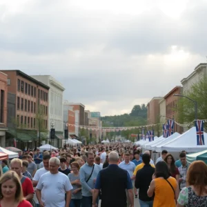 People enjoying community events in Aiken with mixed weather