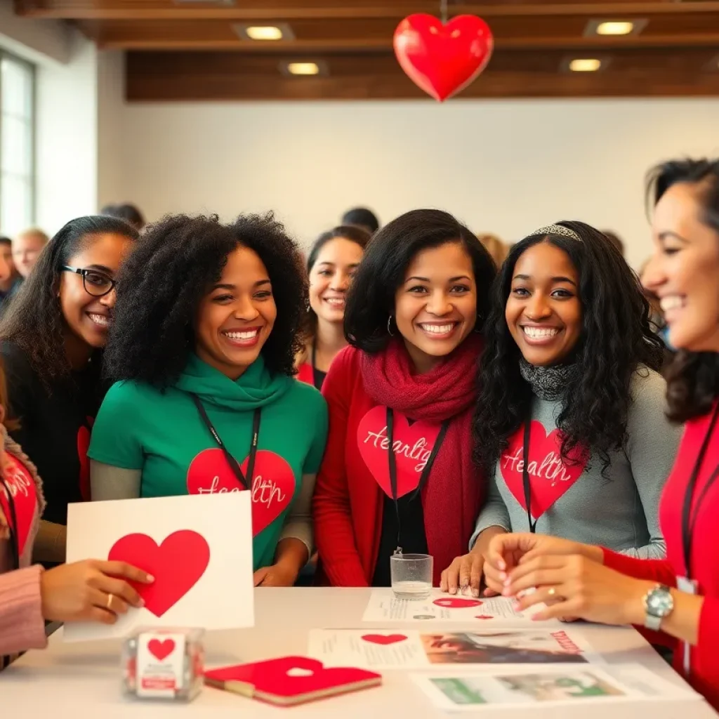 Women engaging in heart health awareness activities