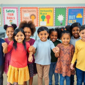 Children standing together in support of undocumented students