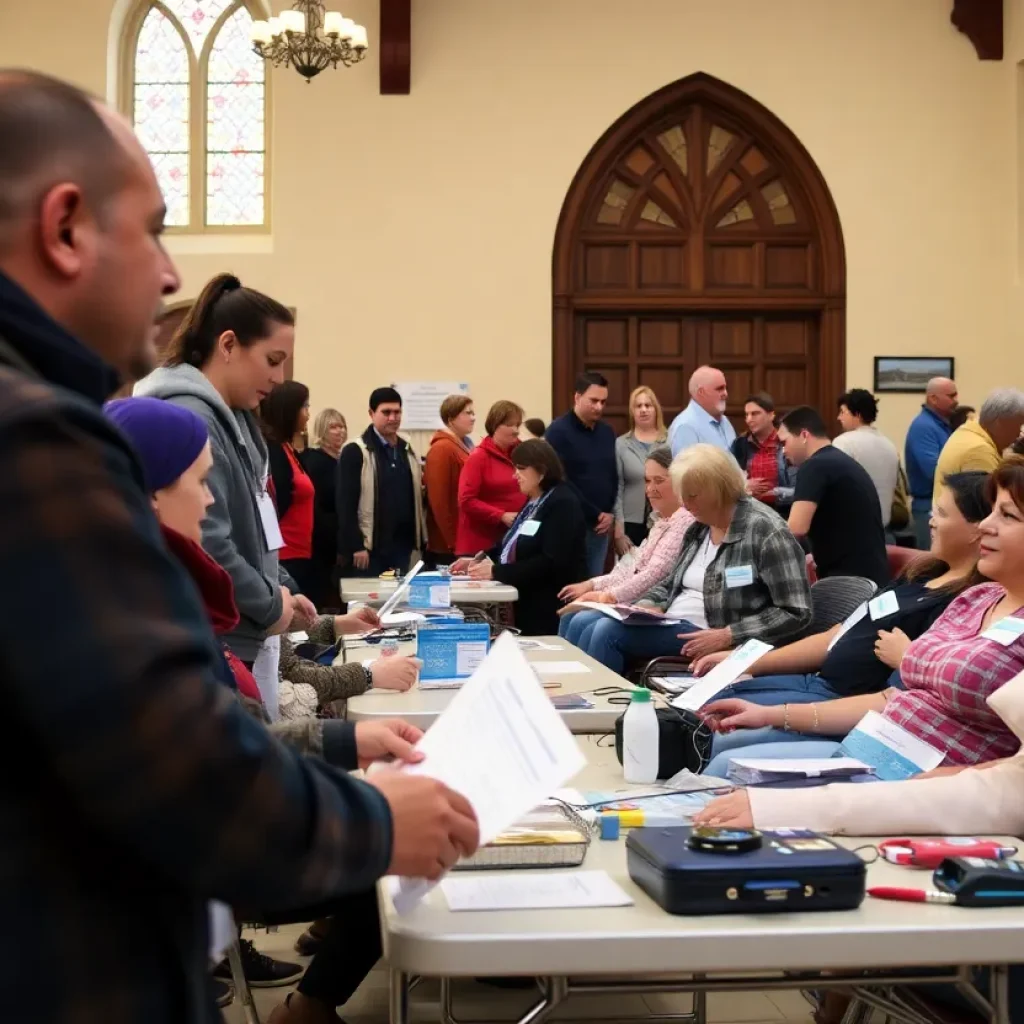 Residents participating in a blood donation drive at a local church in Aiken.