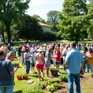 People participating in community events in Aiken under a sunny sky.