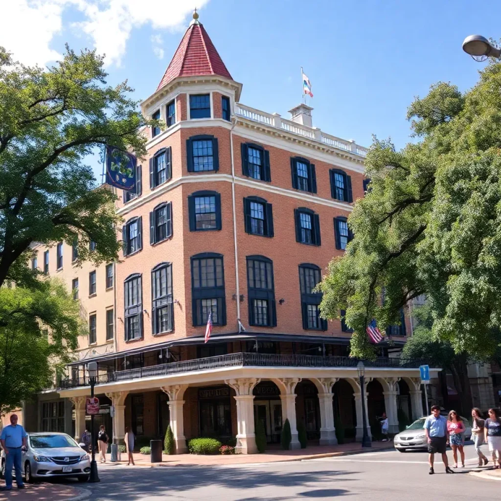 Downtown Aiken street with Hotel Aiken in view