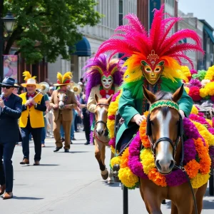 Mardi Gras-style parade during the Joye in Aiken Festival