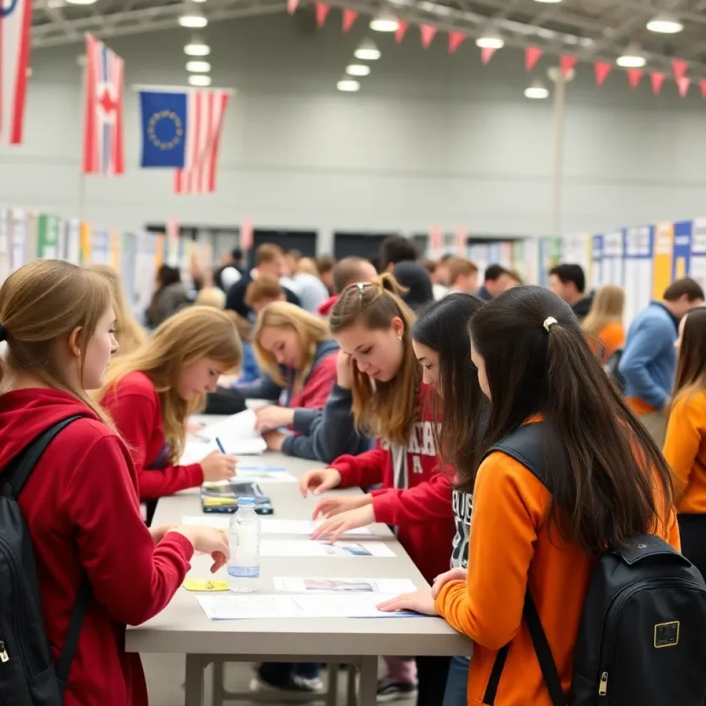 Students participating in hands-on career activities at Aiken County event