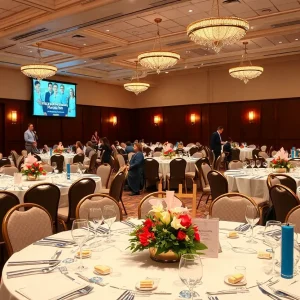 Decorated banquet hall for the Top Docs Awards in Aiken