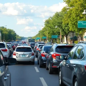 Traffic congestion on a busy street in Aiken