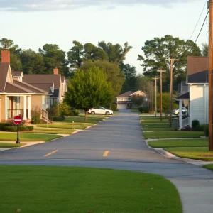 Quiet residential area in Augusta, Georgia