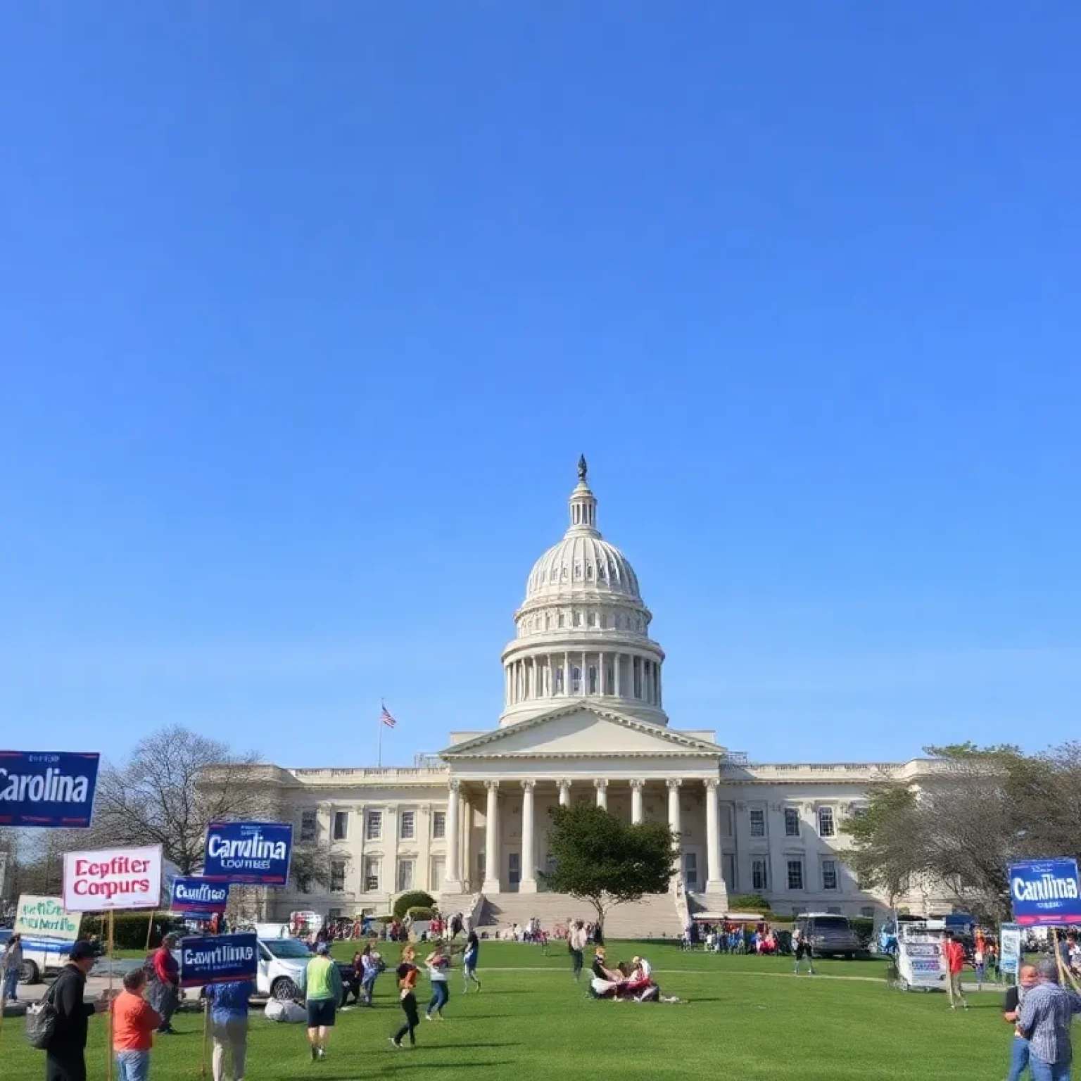 View of South Carolina's Capitol with campaign signage