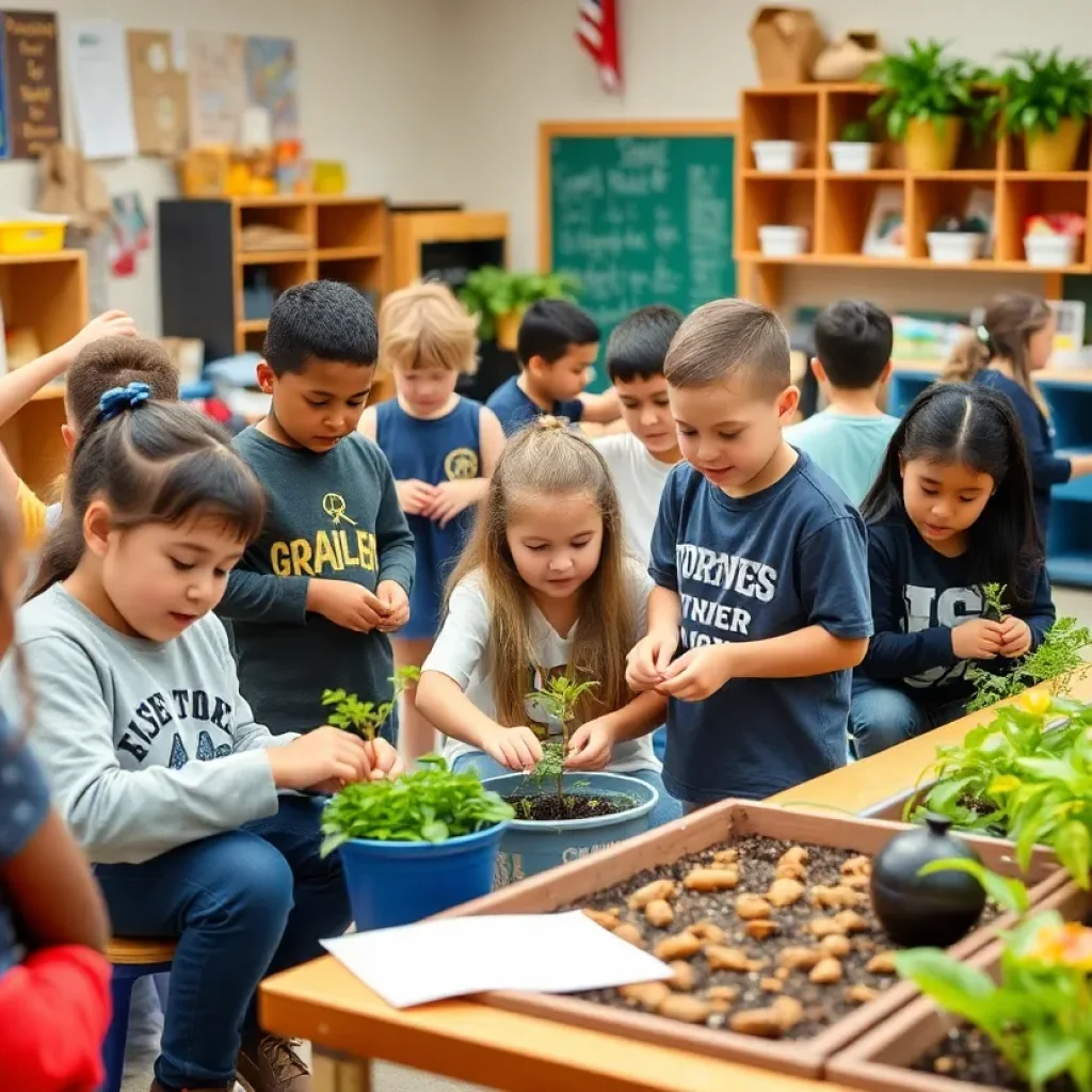 Students participating in hands-on learning activities at North Aiken Elementary.