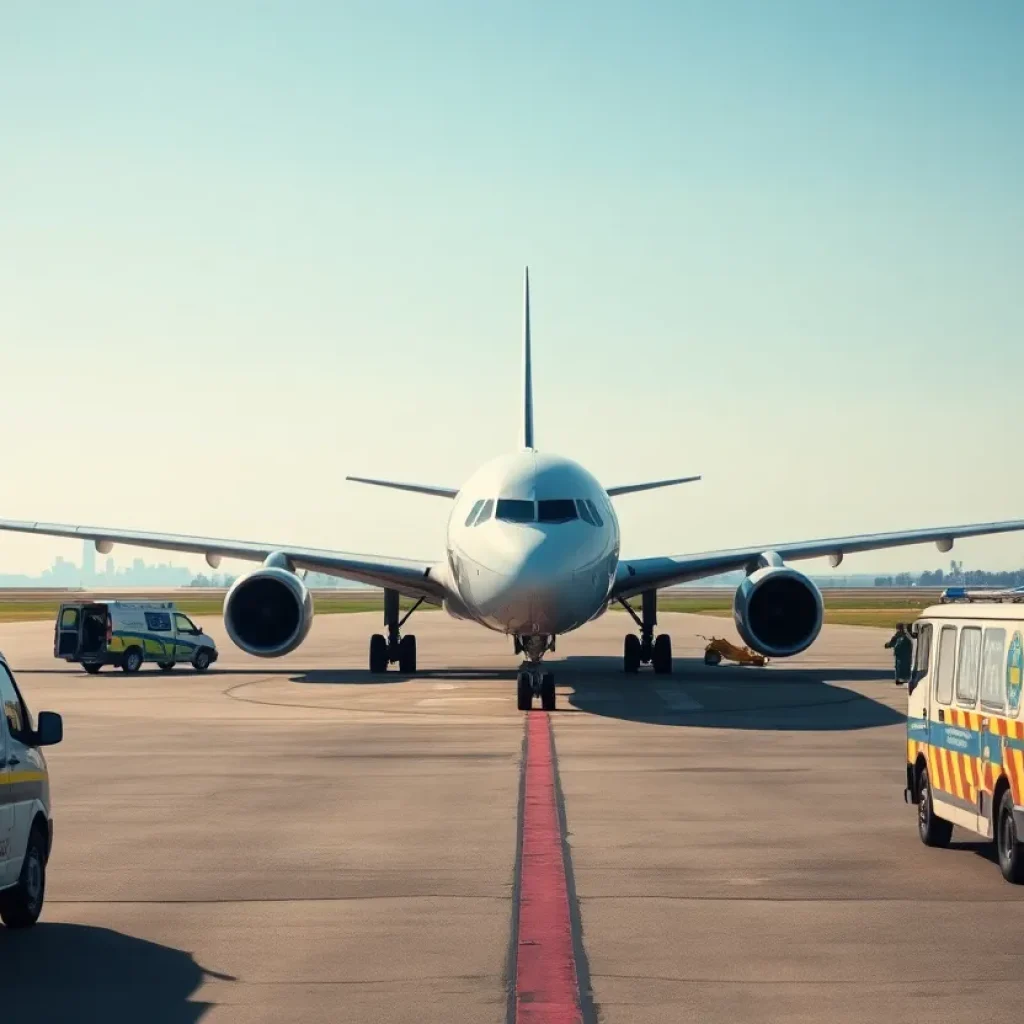 Sun Country Airlines plane on the runway at El Paso International Airport during security investigations.