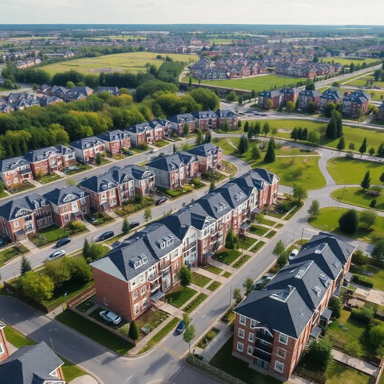 Aerial view of The Hive development in North Augusta showing townhomes and commercial spaces